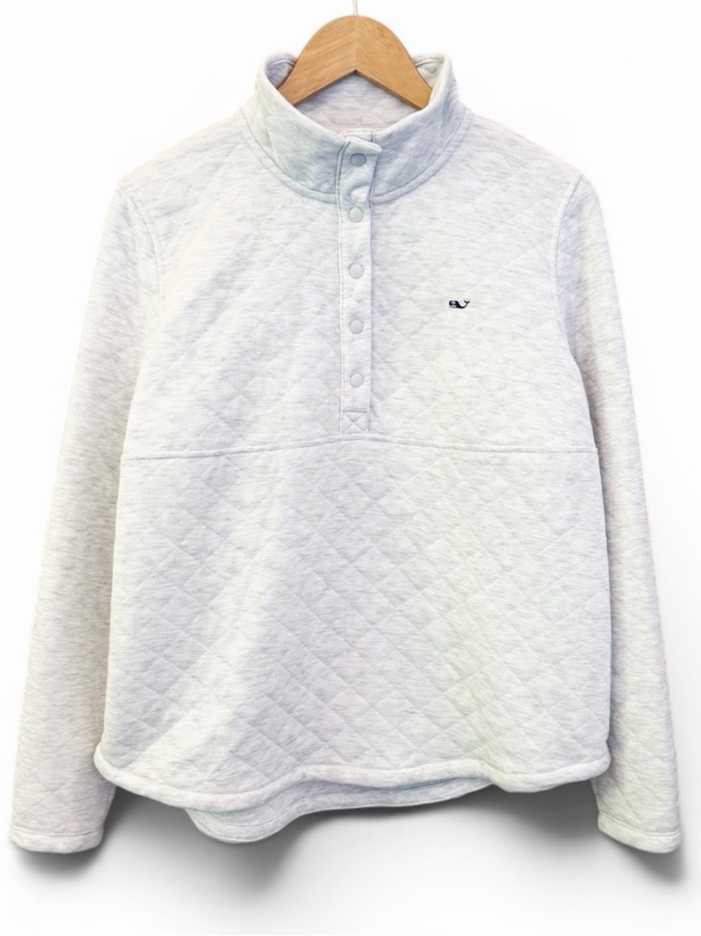 Vineyard Vines Quilted Snap-Placket Pullover - Light Gray Great Condition Large